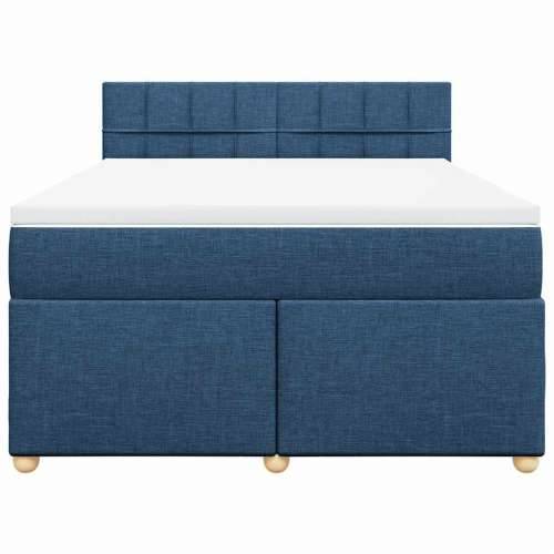 Krevet s oprugama i madracem plavi 140 x 190 cm od tkanine - Plava 140 x 190 cm Blok s kvadratima Cijena