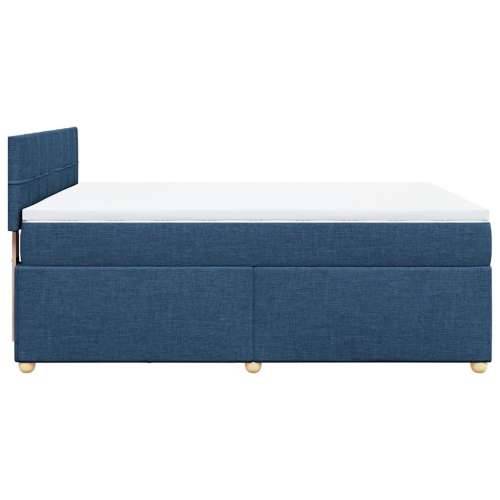 Krevet s oprugama i madracem plavi 140 x 190 cm od tkanine - Plava 140 x 190 cm Blok s kvadratima Cijena