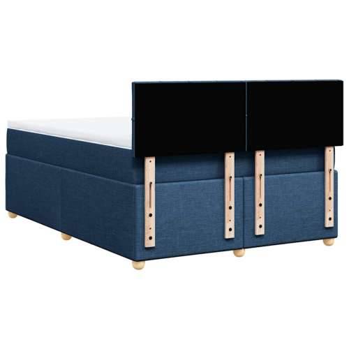 Krevet s oprugama i madracem plavi 140 x 190 cm od tkanine - Plava 140 x 190 cm Blok s kvadratima Cijena