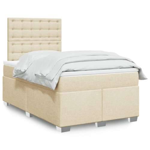 Krevet box spring s madracem krem 120 x 190 cm od tkanine - Krema 120 x 190 cm gumbi Cijena
