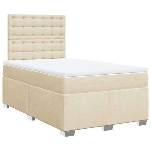 Krevet box spring s madracem krem 120 x 190 cm od tkanine - Krema 120 x 190 cm gumbi Cijena