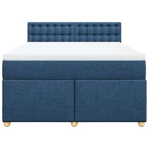 Krevet s oprugama i madracem plavi 140 x 190 cm od tkanine - Plava 140 x 190 cm gumbi Cijena
