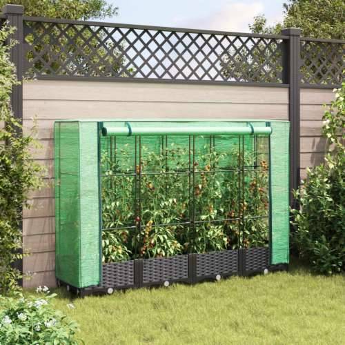Povišena gredica s pokrovom za staklenik 160 x 40 x 123 cm - Crna 160 x 40 x 123 cm 1 Cijena
