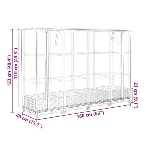 Povišena gredica s pokrovom za staklenik 160 x 40 x 123 cm - Crna 160 x 40 x 123 cm 1 Cijena