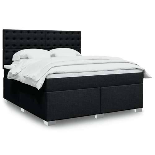 Krevet s oprugama i madracem crni 180x200 cm od tkanine - Crna 180 x 200 cm gumbi Cijena