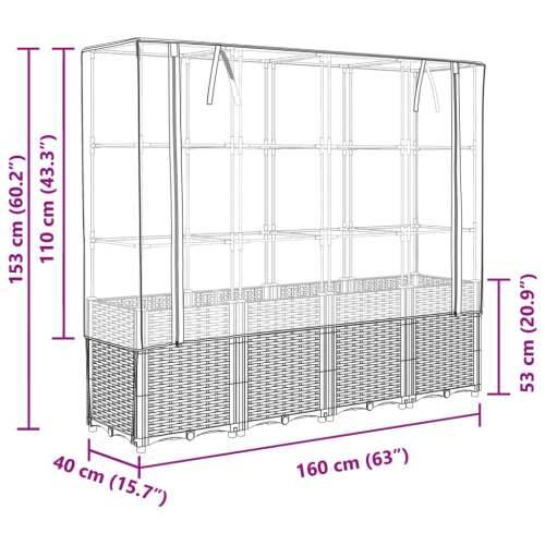 Povišena gredica s pokrovom za staklenik 160 x 40 x 153 cm - Plavo-siva 1 Cijena