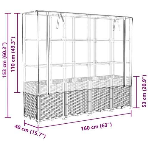 Povišena gredica s pokrovom za staklenik 160 x 40 x 153 cm - Plavo-siva 1 Cijena