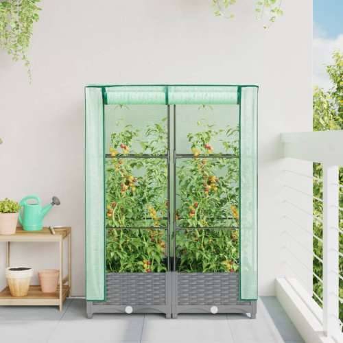 Povišena gredica s pokrovom za staklenik 80 x 40 x 123 cm - Svjetlosiva 80 x 40 x 123 cm 1 Cijena