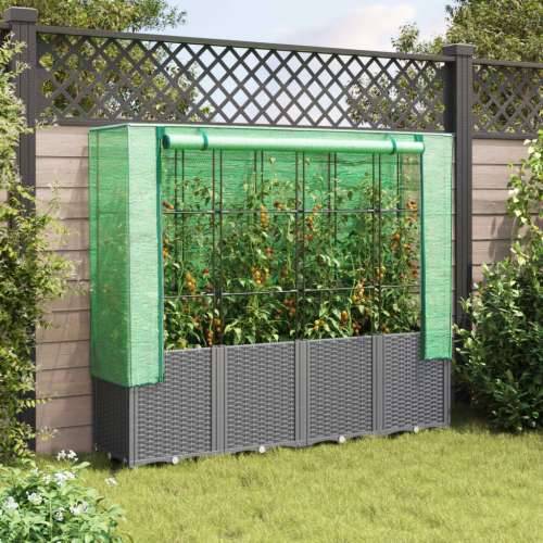 Povišena gredica s pokrovom za staklenik 160 x 40 x 153 cm - Svjetlosiva 1 Cijena