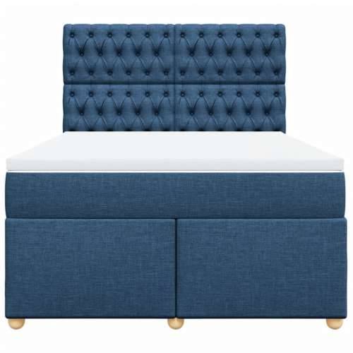 Krevet s oprugama i madracem plavi 140 x 190 cm od tkanine - Plava 140 x 190 cm Dizajn s gumbima Cijena