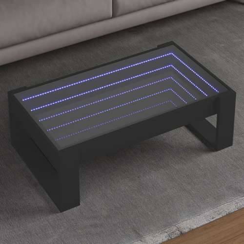 Stolić za kavu s beskonačnim LED svjetlima crni 90x53x30 cm - Crna 1 90 cm Cijena