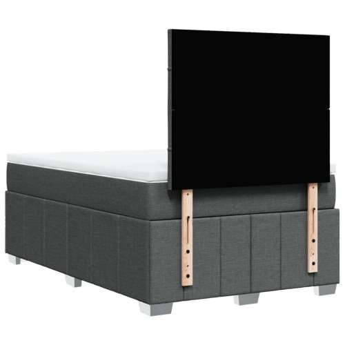 Krevet s oprugama i madracem tamnosivi 120 x 200 cm od tkanine - Tamno siva 120 x 200 cm Blok s kvadratima Cijena