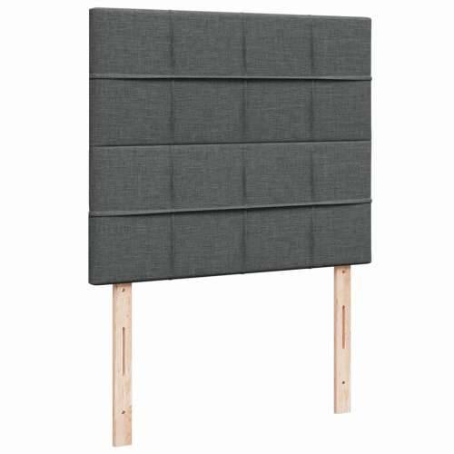Krevet s oprugama i madracem tamnosivi 120 x 200 cm od tkanine - Tamno siva 120 x 200 cm Blok s kvadratima Cijena