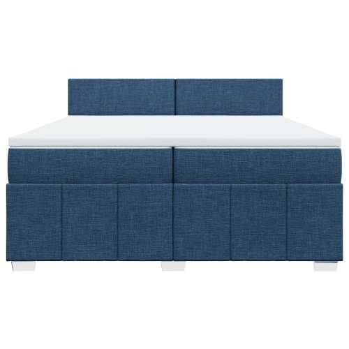 Krevet s oprugama i madracem plavi 200 x 200 cm od tkanine - Plava 200 x 200 cm Gladak dizajn Cijena