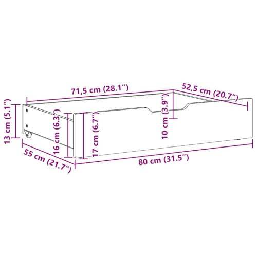Ladice ispod kreveta 2 kom voštano smeđe 80x55x17cm od borovine - Voštano smeđa 80 x 55 x 16 cm 1 Cijena