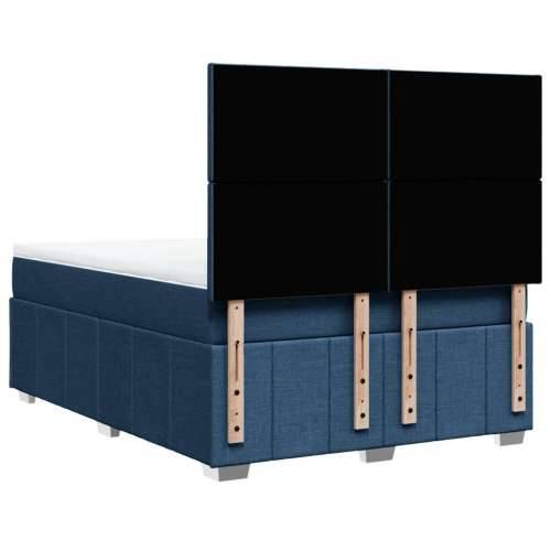 Krevet s oprugama i madracem plavi 140 x 190 cm od tkanine - Plava 140 x 190 cm Gladak dizajn Cijena
