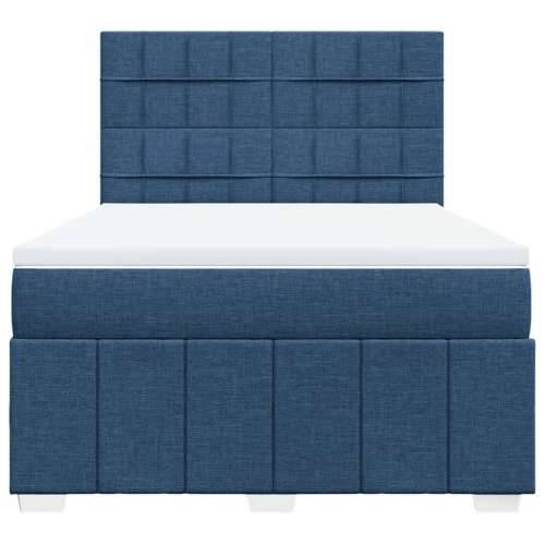 Krevet s oprugama i madracem plavi 140 x 190 cm od tkanine - Plava 140 x 190 cm Blok s kvadratima Cijena