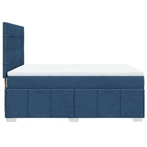 Krevet s oprugama i madracem plavi 140 x 190 cm od tkanine - Plava 140 x 190 cm Blok s kvadratima Cijena