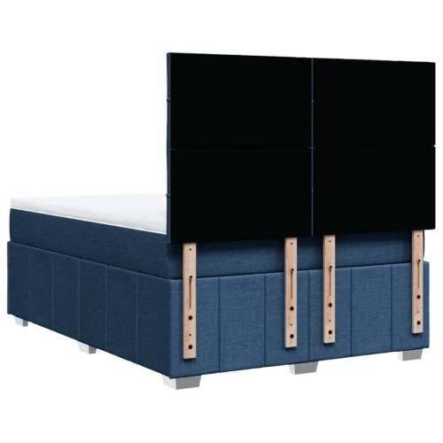 Krevet s oprugama i madracem plavi 140 x 190 cm od tkanine - Plava 140 x 190 cm Blok s kvadratima Cijena