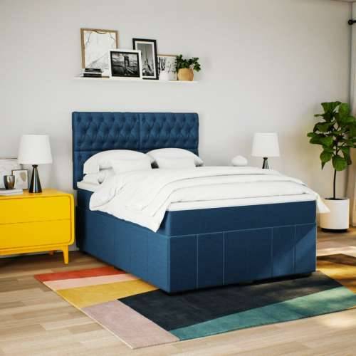 Krevet s oprugama i madracem plavi 140 x 190 cm od tkanine Plava 140 x 190 cm Dizajn s gumbima Cijena