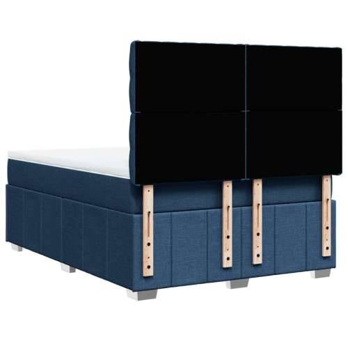 Krevet s oprugama i madracem plavi 140 x 190 cm od tkanine Plava 140 x 190 cm Dizajn s gumbima Cijena