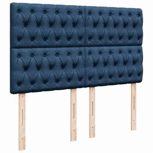 Krevet s oprugama i madracem plavi 140 x 190 cm od tkanine Plava 140 x 190 cm Dizajn s gumbima Cijena
