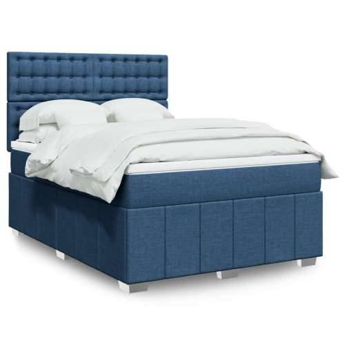 Krevet s oprugama i madracem plavi 140 x 190 cm od tkanine - Plava 140 x 190 cm gumbi Cijena