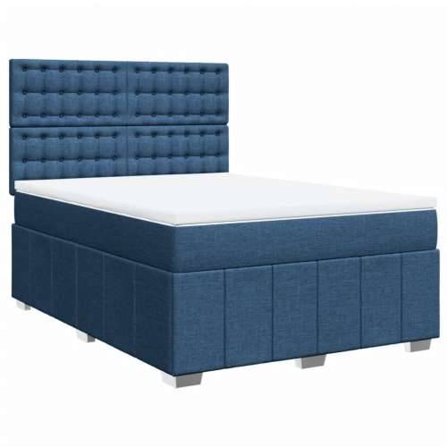 Krevet s oprugama i madracem plavi 140 x 190 cm od tkanine - Plava 140 x 190 cm gumbi Cijena