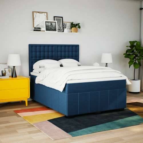 Krevet s oprugama i madracem plavi 140 x 190 cm od tkanine - Plava 140 x 190 cm gumbi Cijena