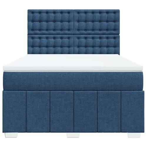 Krevet s oprugama i madracem plavi 140 x 190 cm od tkanine - Plava 140 x 190 cm gumbi Cijena