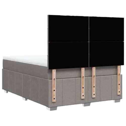 Krevet s oprugama i madracem smeđesivi 140x200 cm tkanina - Sivo-smeđa 140 x 200 cm Blok s kvadratima Cijena