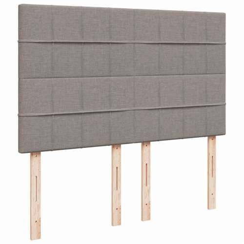 Krevet s oprugama i madracem smeđesivi 140x200 cm tkanina - Sivo-smeđa 140 x 200 cm Blok s kvadratima Cijena
