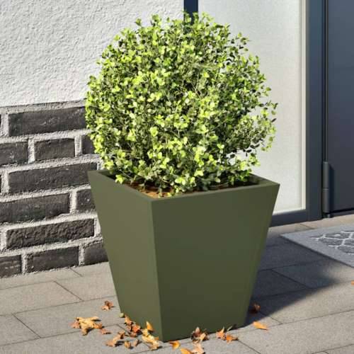Vrtne sadilice 2 kom maslinastozelene 30x30x30 cm čelične - Čelik/zelena 30 x 30 x 30 cm 2 Cijena