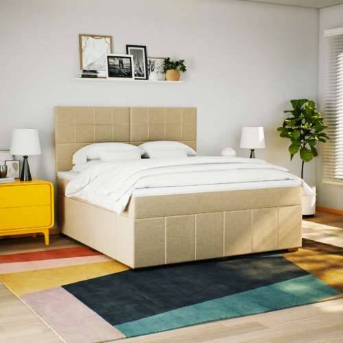 Krevet s oprugama i madracem krem 180x200 cm od tkanine - Krema 180 x 200 cm Blok s kvadratima Cijena