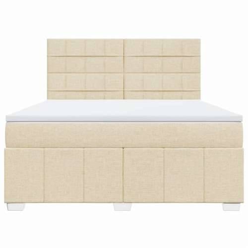 Krevet s oprugama i madracem krem 180x200 cm od tkanine - Krema 180 x 200 cm Blok s kvadratima Cijena