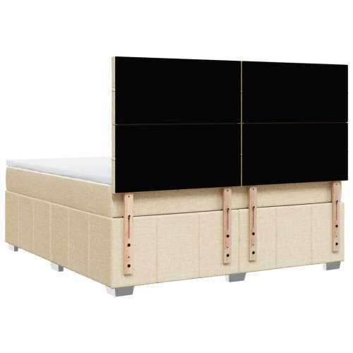 Krevet s oprugama i madracem krem 180x200 cm od tkanine - Krema 180 x 200 cm Blok s kvadratima Cijena