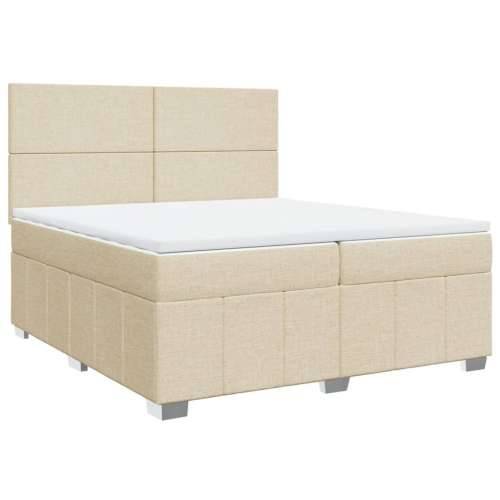 Krevet s oprugama i madracem krem 200 x 200 cm od tkanine - Krema 200 x 200 cm Gladak dizajn Cijena