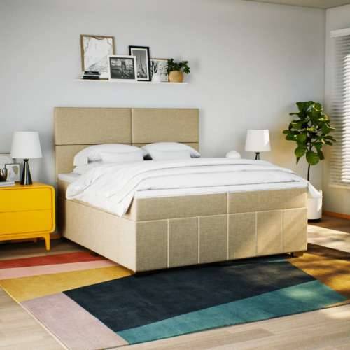 Krevet s oprugama i madracem krem 200 x 200 cm od tkanine - Krema 200 x 200 cm Gladak dizajn Cijena
