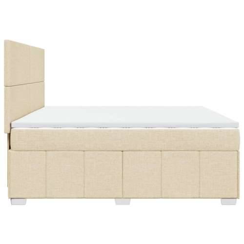 Krevet s oprugama i madracem krem 200 x 200 cm od tkanine - Krema 200 x 200 cm Gladak dizajn Cijena