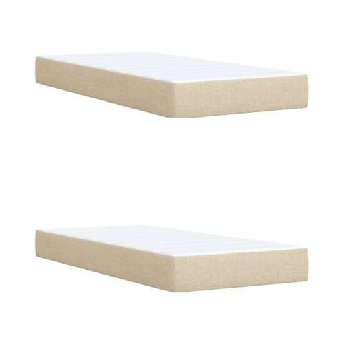 Krevet s oprugama i madracem krem 200 x 200 cm od tkanine - Krema 200 x 200 cm Gladak dizajn Cijena