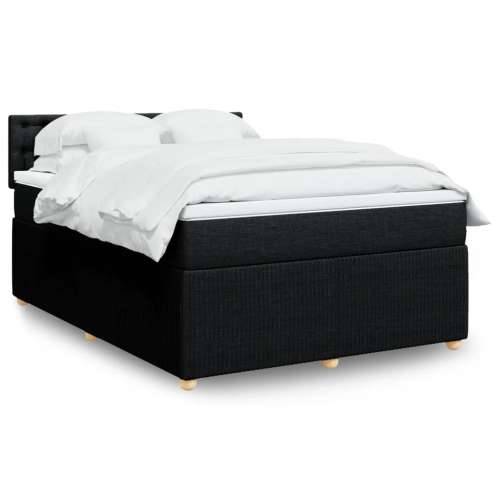 Krevet s oprugama i madracem crni 140 x 190 cm od tkanine - Crna 140 x 190 cm gumbi Cijena