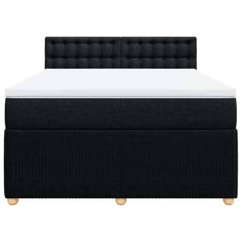 Krevet s oprugama i madracem crni 140 x 190 cm od tkanine - Crna 140 x 190 cm gumbi Cijena