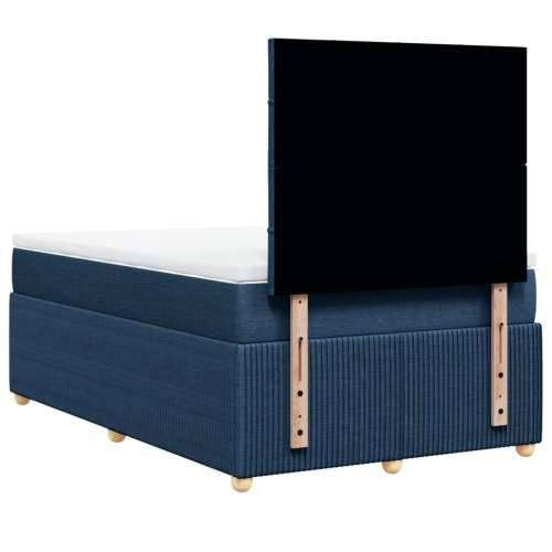 Krevet s oprugama i madracem plavi 120 x 200 cm od tkanine - Plava 120 x 200 cm Blok s kvadratima Cijena