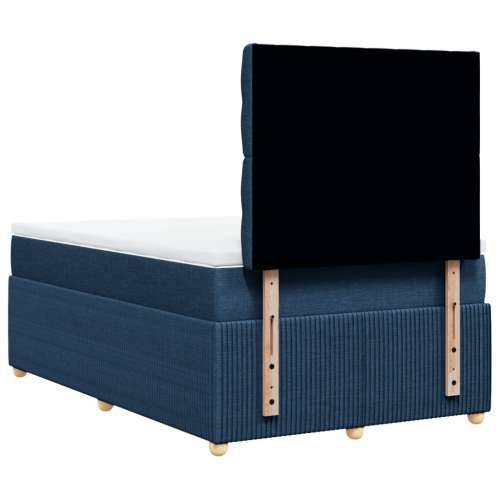 Krevet s oprugama i madracem plavi 120 x 200 cm od tkanine - Plava 120 x 200 cm Dizajn s gumbima Cijena