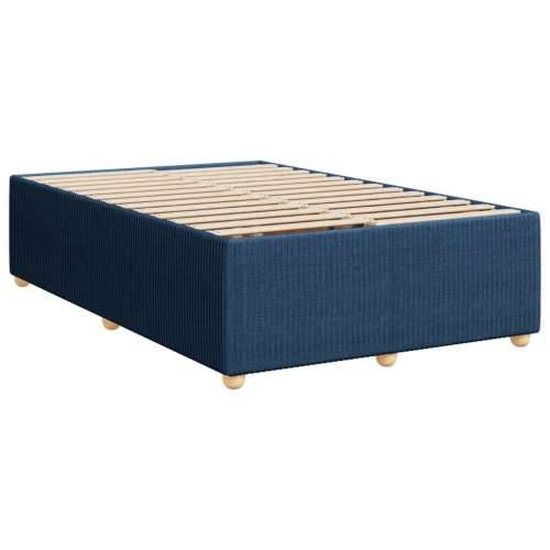 Krevet s oprugama i madracem plavi 120 x 200 cm od tkanine - Plava 120 x 200 cm Dizajn s gumbima Cijena