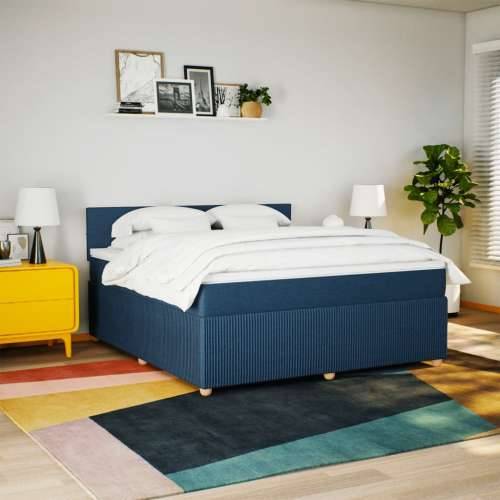 Krevet s oprugama i madracem plavi 180x200 cm od tkanine - Plava 180 x 200 cm Blok s kvadratima Cijena