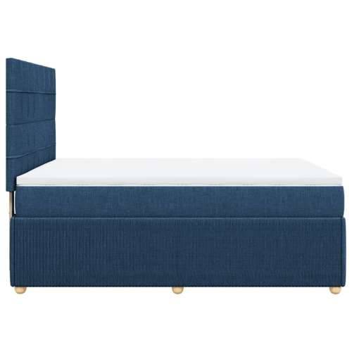 Krevet s oprugama i madracem plavi 140 x 190 cm od tkanine - Plava 140 x 190 cm Blok s kvadratima Cijena