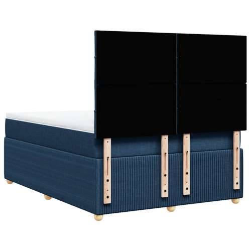 Krevet s oprugama i madracem plavi 140 x 190 cm od tkanine - Plava 140 x 190 cm Blok s kvadratima Cijena