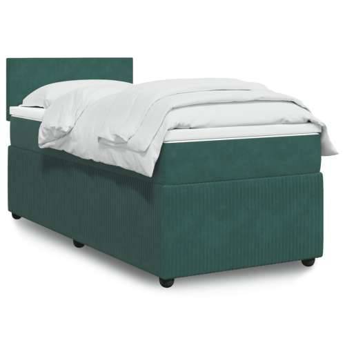 Box spring krevet s madracem tamnozeleni 90x190 cm baršunasti - Tamnozelena 90 x 190 cm Gladak dizajn Cijena