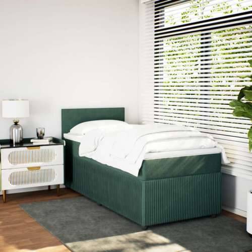 Box spring krevet s madracem tamnozeleni 90x190 cm baršunasti - Tamnozelena 90 x 190 cm Gladak dizajn Cijena